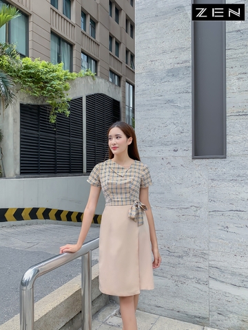 20/V088/01 VÁY A, CỔ V LỆCH, CT, BURBERRY + BE