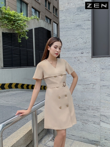 20/V092/01 VÁY A, ĐÁP NGỰC, 2 HÀNG CÚC, BE