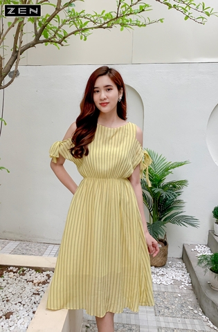DG 20/V036/01/VÁY XÒE, CHUN BỤNG, KẺ VÀNG