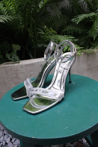 Eva sandal ngang mãnh viền đá bạc