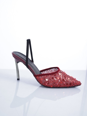 Lap slingback lưới kim tuyến đỏ