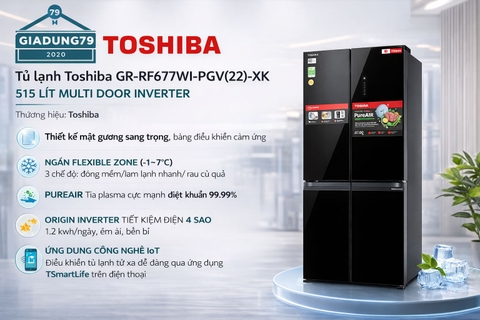 Tủ lạnh Toshiba GR-RF677WI-PGV(22)-XK 515 lít Multi Door  Inverter