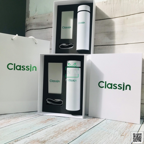 BỘ QUÀ TẶNG 4 MÓN PIN DỰ PHÒNG VÀ BÌNH GIỮ NHIỆT KÈM HỘP ĐỰNG + TÚI - GIFTSET CLASSIN