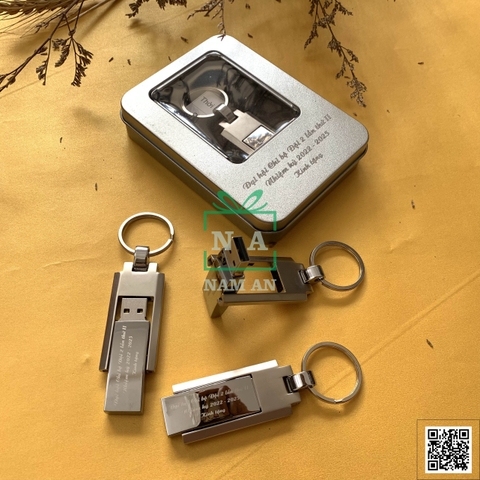 USB KIM LOẠI KẾT HỢP VỚI HỘP THIẾC KHẮC LAZER NỘI DUNG