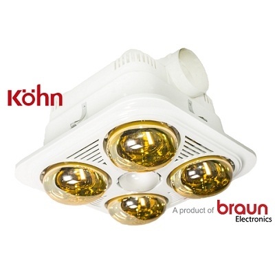 Đèn sưởi ấm kết hợp quạt thông gió âm trần Braun Kohn BU04G (Công tắc)