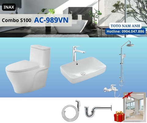 Combo INAX S100 AC-989VN – Chậu đặt bàn
