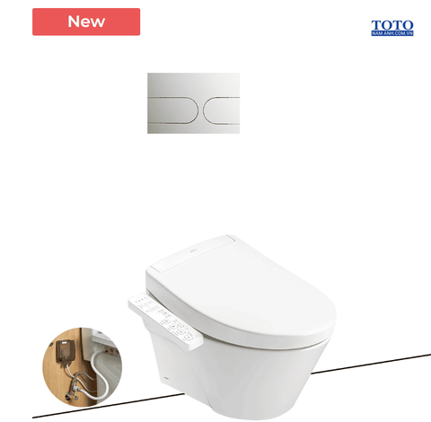 Bàn cầu treo tường TOTO, kèm nắp rửa điện tử CW822RA/TCF33461GAA/WH172A/MB175M#SS