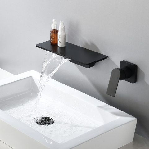 Vòi chậu lavabo, vòi bồn tắm âm tường màu đen DAELIM DL-600018B
