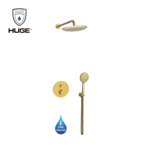 Sen tắm nhiệt độ âm tường HUGE H-ST026G mầu vàng