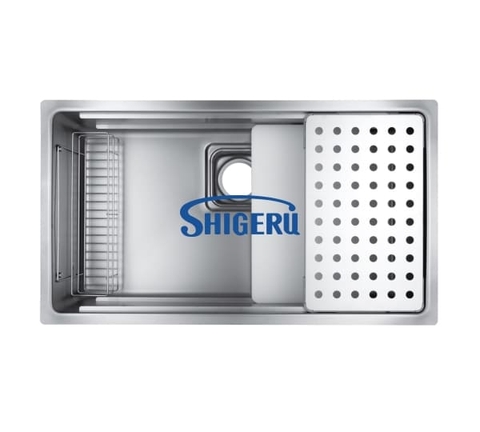 Chậu rửa bát 1 hố nhập khẩu Nhật Bản Shigeru LE JSM-K 3F FS hạt sần, chống xước .