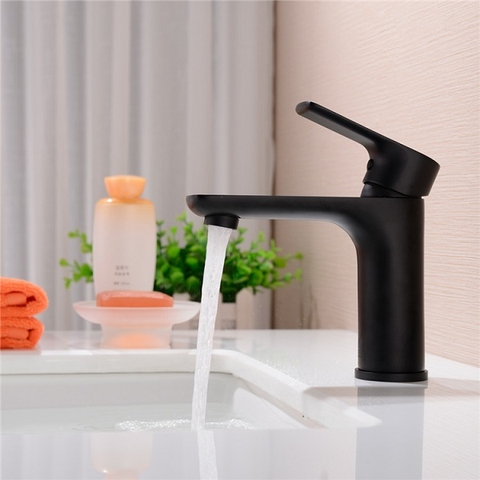 Vòi lavabo nóng lạnh màu đen DL-8021B-1