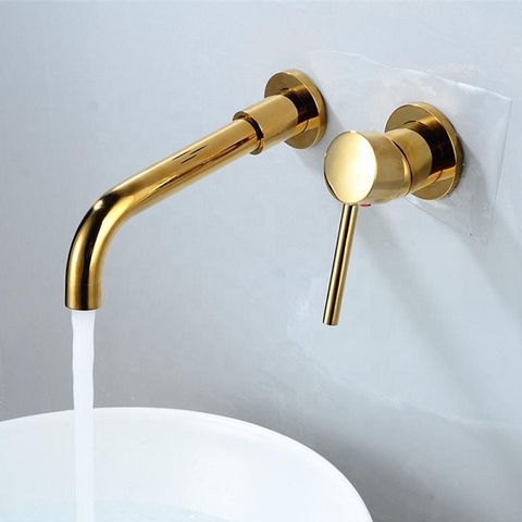 Vòi chậu lavabo âm tường màu vàng DL-600003GB