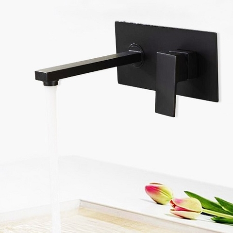 Vòi chậu lavabo âm tường màu đen DL-600001B