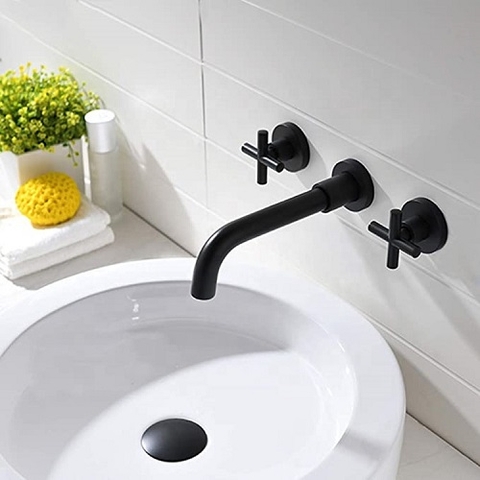 Vòi chậu lavabo âm tường màu đen DL-600002B