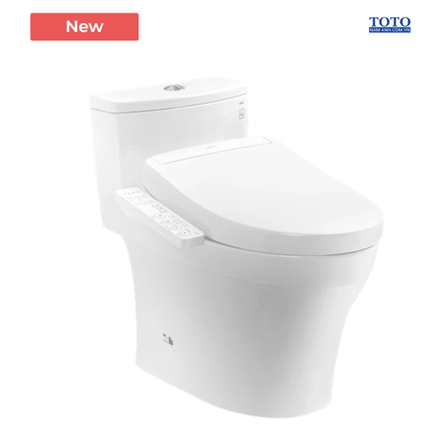 Bàn cầu 1 khối, kèm nắp rửa điện tử MS885CDW24 ( Nắp rửa TCF33461GAA giấu dây )