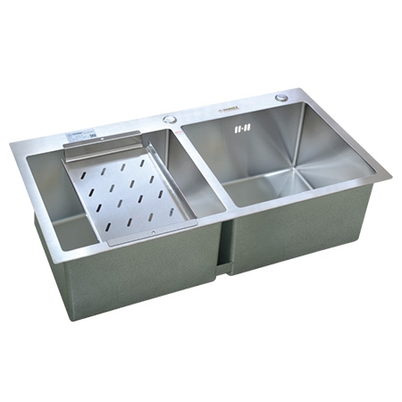 Chậu rửa bát 2 hố cân PICENZA, HM8245-616 (820x450mm)