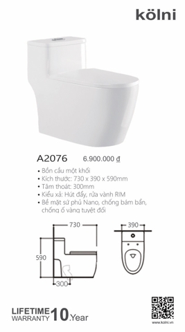 Bồn cầu một khối Kolni A2076