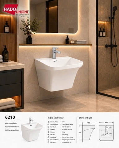 Chậu liền khối chân lửng Hado 6210