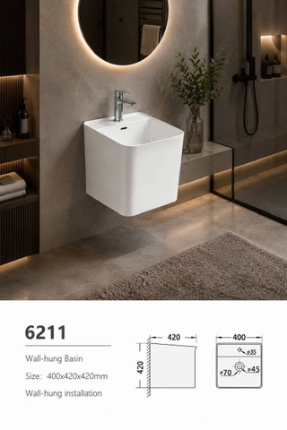 Chậu liền khối chân lửng Hado 6211