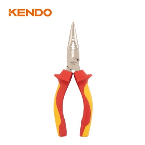 Kìm nhọn cách điện 1000V VDE bằng thép Cr-V kích thước 160mm Kendo 11031