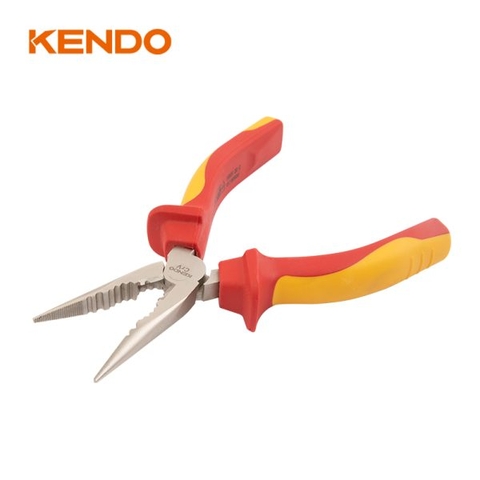 Kìm nhọn cách điện 1000V VDE bằng thép Cr-V kích thước 160mm Kendo 11031