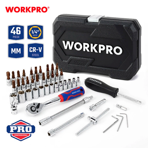 Bộ đầu cờ lê thay thế 1/4 inch (1 SET= 46 cái) Workpro  WP202540