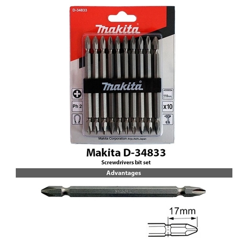 Mũi bắn vít 4 cạnh PH2 dài 85mm TORSON 2 đầu Makita D-34833 (bán lẻ)