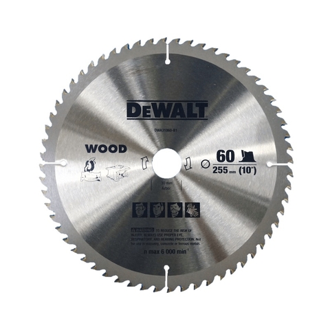 TCT Lưỡi cắt gỗ TCT Saw Blade 255x30x60T Dewalt DWA31060-B1