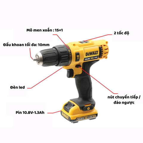 Máy khoan vặn vít pin Dewalt DCD716C2K-B1 10.8V
