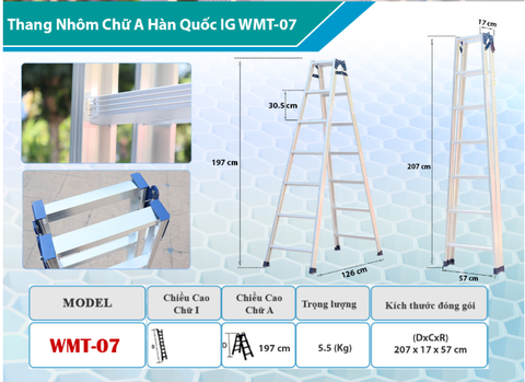 Thang nhôm gấp 7 bậc Hàn Quốc IG WMT-07