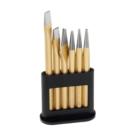 BỘ ĐỤC LỖ VÀ CHỐT CÔN 6 CÁI ĐƯỢC ĐẶT TRONG MỘT GIÁ ĐỠ BẰNG NHỰA RENNSTEIG  745200