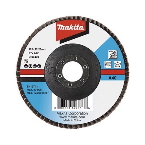 Đĩa nhám xếp sợi thủy tinh 125x22.23mm độ hạt A40 Makita D-63476