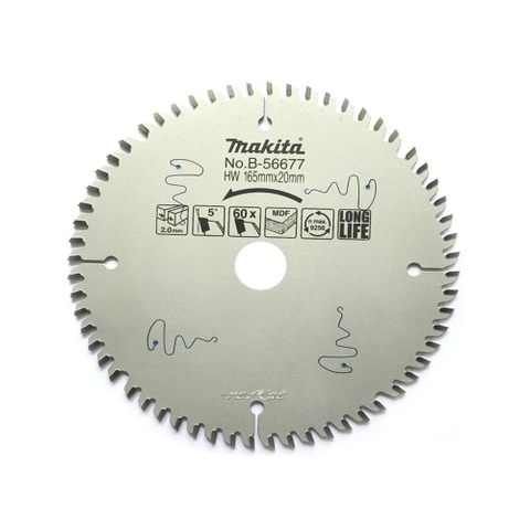 LƯỠI CƯA HỢP KIM CHO MDF 165MMX20MX60T MAKITA B-56677
