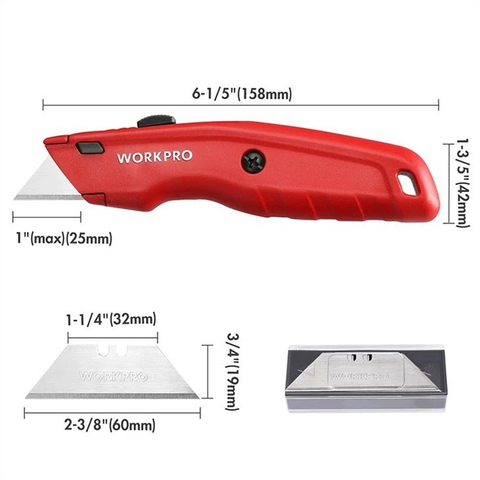 Dao rọc cáp cán nhôm màu đỏ Workpro WP213017