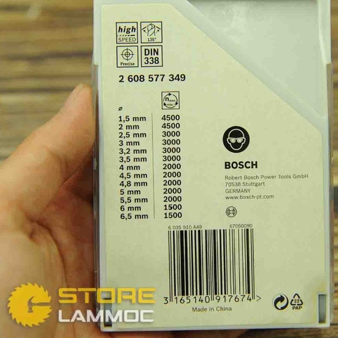Bộ mũi khoan HSS 13 chi tiết 1.5-6.5mm Bosch 2608577349