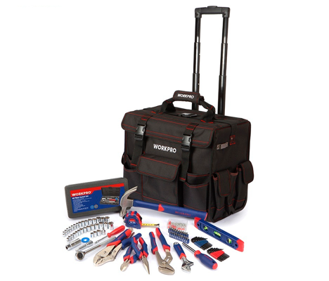 Bộ dụng cụ 176 chi tiết với xe đẩy túi Workpro W009029