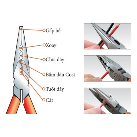 Kìm mỏ nhọn đa năng 150mm Fujiya AMR-150S