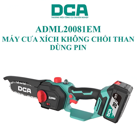 Máy cưa xích không chổi than dùng pin 20V DCA ADML20081EM