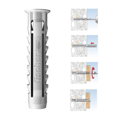 Tắc kê nhựa SX Fischer 6mm, 8mm, 10mm