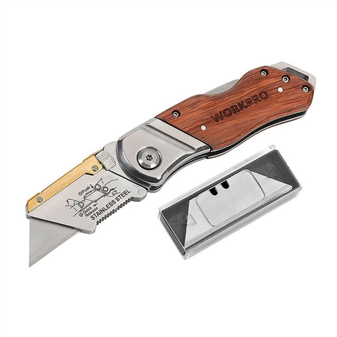 Dao rọc cáp xếp gọn cán gỗ Workpro WP211014