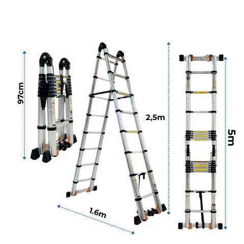 Thang nhôm rút gọn chữ A cao 2.4m Sumika SK500D NEW