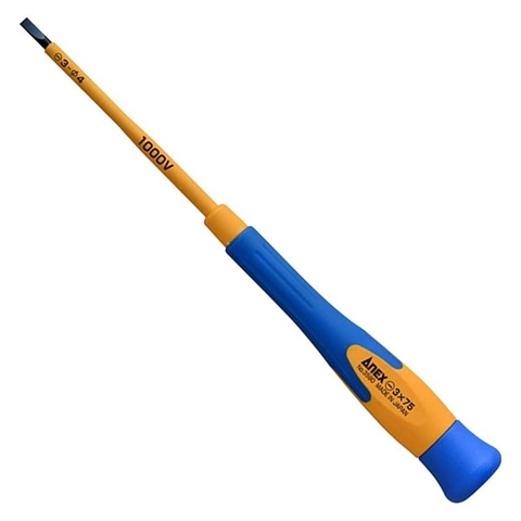 Tua vít điện tử cách điện đầu dẹp SL3 dài 75mm Anex No.3590-3x75