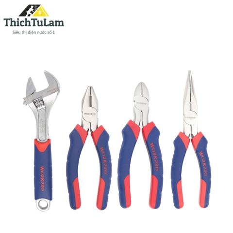Bộ kìm và mỏ lết WORKPRO W001301, 4 chi tiết