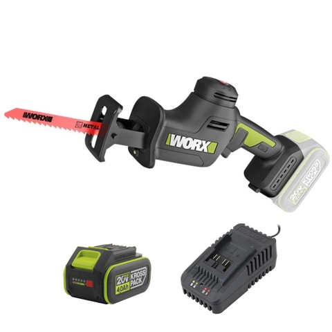 Máy cưa kiếm dùng pin 20V Worx WU500.14.2B (1 pin 4Ah + 1 sạc 2Ah)
