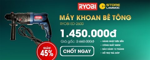 Slider MÁY KHOAN BÊ TÔNG CẦM TAY 800W (DÙNG ĐIỆN) RYOBI ED-2600