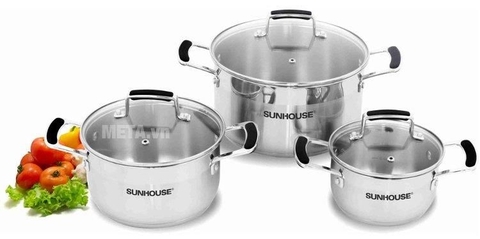 Bộ Nồi inox 3 đáy Sunhouse SH782