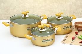 Bộ nồi Anod 3 chiếc Sunhouse màu vàng SH8834