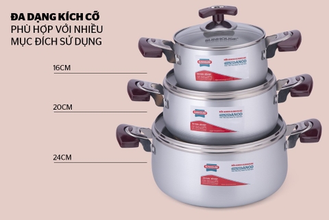 Bộ nồi Inox Sunhouse SH666 quai EB
