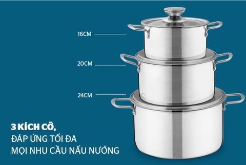 Bộ nồi inox 1 đáy Sunhouse SH114