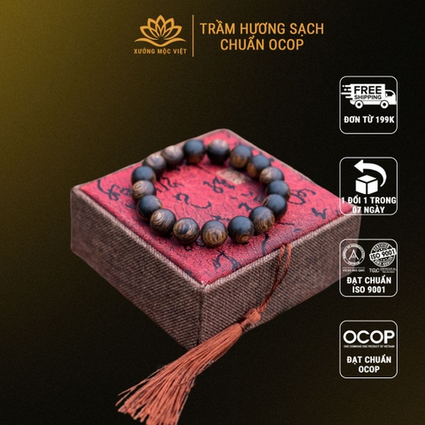 Vòng Tay Trầm Hương Tròn Đơn - Trầm Sánh Chìm